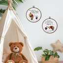 Giosve Cute Bear Pig Nursery Round Wall Art Canvas Framed Poster, Kids Room Decor, Cartoon Bear Pig Hanging Wall Sculptures for Baby Boys Girls Toddler Nursery Room Bedroom Decor, 10x10 Inch Set of 2