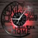 12'' Kitchen Vinyl Record Wall Clock 7 Kinds of LED Color, Kitchen Heart Home Theme Wall Clock Night Light Silent Non Ticking Coffee Bar Wall Watch Clock for Women Wife Restaurant Dining Room