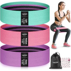 WALITO Resistance Bands for Working Out, Fabric Exercise Bands for Legs and Butt, Workout Bands for Women and Men, Booty Band for Yoga Starter Set, Pilates, Rehab, Fitness and Home Workout (Pink,Aqua,Purple)