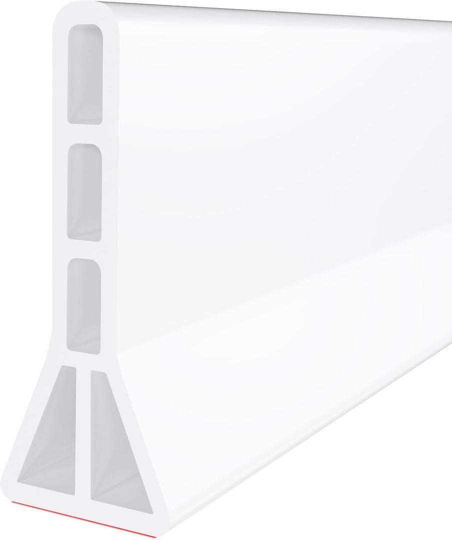 Raycity 3" High Shower Threshold Water Dam 59 IN Collapsible Shower Water Splash Guard for Curbless Shower Threshold Barrier Water Stopper for Wet and Dry Separation Bathroom and Kitchen (White)
