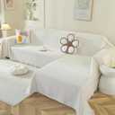 OstepDecor Sectional Couch Covers 2 Pieces, L Shaped Sofa Cover, Chenille Couch Cover for Dogs Washable, Couch Cover Blanket, Sofa Slipcover for 2-3 Cushion Couch (71"x118"+91"x134", Beige)