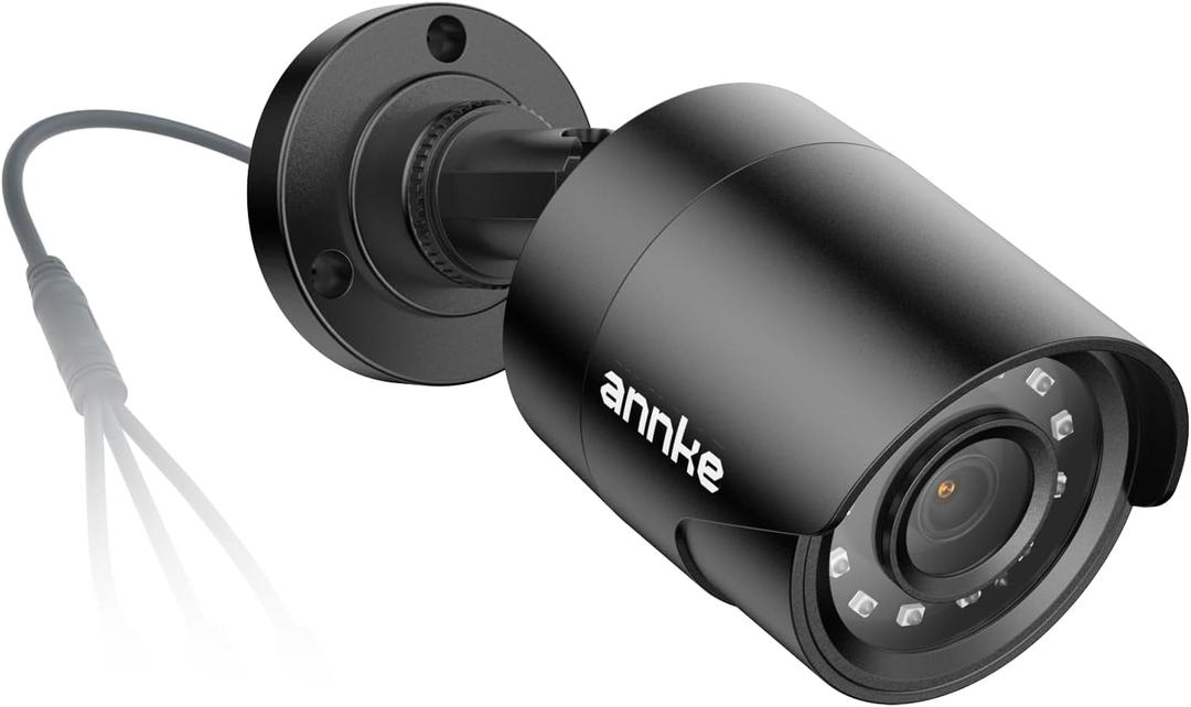 ANNKE 1080p Security Camera 4-in-1 CCTV Bullet Wired Cam, AHD/TVI/CVI/CVBS, Analog Surveillance Video Add-On Black Camera for Outdoor Use, 100ft Clear Night Vision (Power Adapter Not Included) - E200