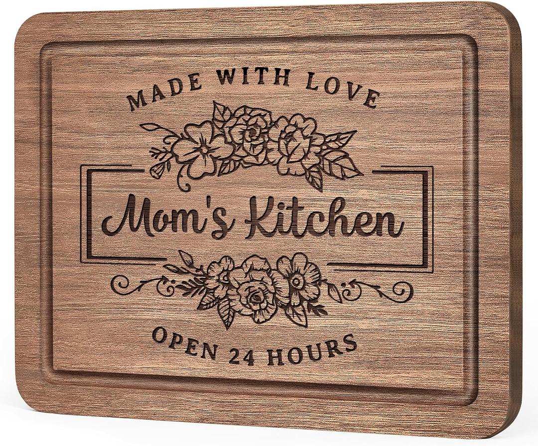Mom Gifts for Christmas, Mom Birthday Gifts- Wood Walnut Cutting Board for Kitchen, Gift for Moms from Daughter Son, Moms Gift Ideas for Mother's Day, Mother's Kitchen Cutting Board
