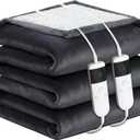 Electric Heated Blanket Queen Size 84''x90'' Soft Flannel & Sherpa Electric Blanket with 10 Heating Levels, Automatically Shut Down After 8h with Overheat Protection Machine Washable (Charcoal)