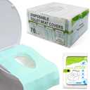 TenFan Disposable Toilet Seat Covers - 70-Pack Waterproof XL Travel Pack, Adhesive Secure Fit for Public Toilets, Camping, Airport & Hospital (Adults & Kids)