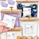 Clear Laundry Pods & Dryer Sheet Holder Set - Detergent Organizer & Dryer Sheets Container with Airtight Lids - Laundry Containers for Organizing with Scoops & Replaceable Knobs - 4 Pack