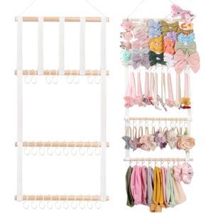 POVETIRE Headband Holder Hair Bows Organizer for Girls, Baby Headbands Hair Accessories Organizer Storage Wall Hanging Decor for Toddler Girls Room (1-White)