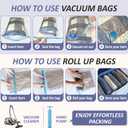 Cozy Essential Vacuum Storage Bags, 80% Compression Vacuum Seal Space Saver Plastic Packaging Bags for Clothes, Blankets, Pillow, Bedding, Comforters, Sealer Clothing Storage,25 Combo