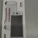 JEMDO Dockable Protective Case for Nintendo Switch OLED 2021 with 5 Game Card Slots,Ergonomic Comfort Grip,Shockproof Dockable Cover Accessories, Tempered Glass, Joy-Con Thumb Grips (White-Set)