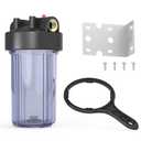 MewMore WHT10 Whole House Water Filter Housing, Fit 10"x4.5" Sediment etc Filters for Well and City Water, Big Filter Blue Pre-Filtration System for Home, 1" NPT Port, Pressure Release (Clear Housing)