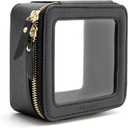 Aveniee Clear Makeup Bag Small, Mini Travel Toiletry Bag Cosmetic Bags TSA Approved, Clear Makeup Case Pouch with Zipper, Car Organizer Essentials for Women Men,Black