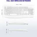QUASIO Wireless Keyboard, 2.4G Full-Sized Ergonomic Wireless Computer Keyboard with Wrist Rest for Windows, Mac OS Laptop/PC/Desktop/Notebook(Off White)