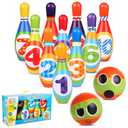 ToyVelt Kids Bowling Set - with 10 Bowling Pins & 2 Balls - Educational Early...