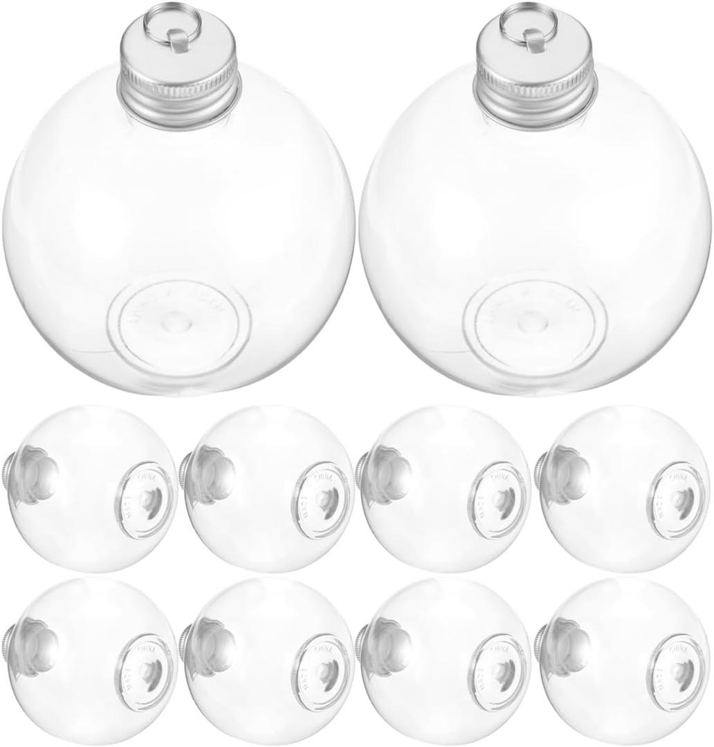 Operitacx 10pcs Reusable Christmas Booze Balls Ornaments, Clear Christmas Ornaments Balls with Lids, Clear Fillable for s Party Decor