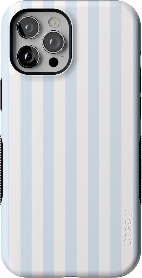 Casely iPhone 12 Pro Max Case | Blue Stripes | Sunday Best | Compatible with MagSafe | Bold Protective Design