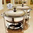 Chafing Dishes for Buffet, 4 Pack 5QT Round Stainless Steel Chafing Dish Set for Home Parties, Christmas Gatherings, Catering Events Complete Buffet Warmer Set (Silver 2)