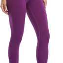 YUNOGA Women's Ultra Soft High Waisted Seamless Leggings Tummy Control Yoga Pants (Large, Purple)