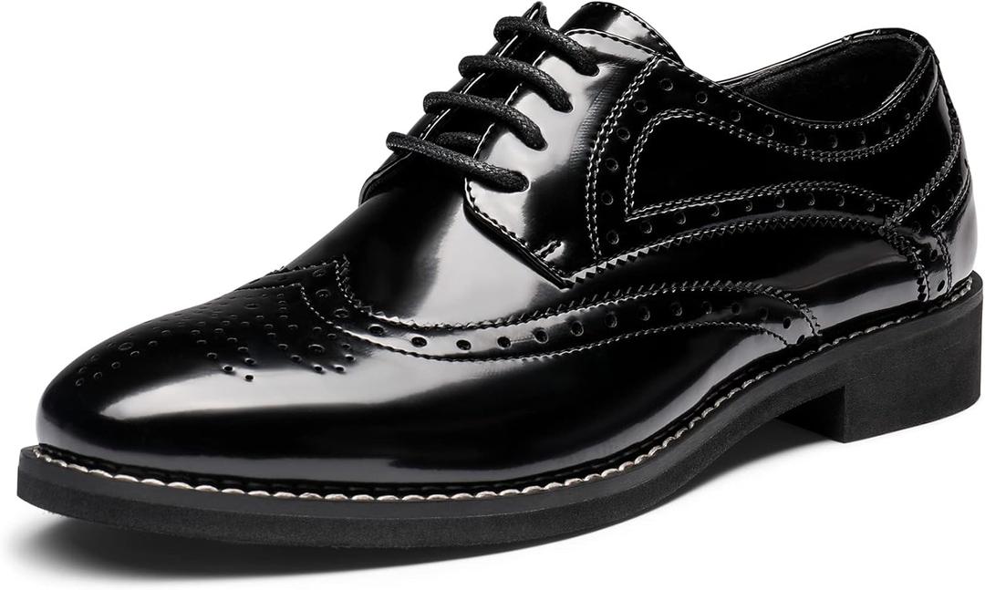 Bruno Marc Women's Classic Oxfords Lace Up Business Formal Wingtip Brogue Dress Shoes (7, Bright Black)