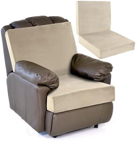 HOMBYS Memory Foam Recliner Chair Cushions for Elderly, 4" Thick Chair Pads with Back Support for Office Chair, Non-Slip Supportive Seat Cushion with Lumbar Pillow (Light Khaki, 21.5" Backrest)