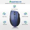 E-YOOSO Wireless Mouse for Laptop, Portable Optical Computer Mouse, 6 Buttons, Cordless 2.4GHz with USB Receiver, 5-Level 4800 DPI, 18 Months Battery Life, for PC, Chromebook, Windows, Mac(Blue)