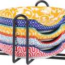 Selamica Ceramic Spoon Rest with Holder, 4.8 Inch Spoon Rest for Stove Top, Spoon Holder for Kitchen Counter, Coffee Spoon Holder, Utensil Rest for Cooking, Ladles, Tong, Set of 4, Assorted Colors