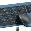 Wireless Keyboard and Mouse Combo - Full Size Slim Thin Wireless Keyboard Mouse with Numeric Keypad 2.4G Stable Connection Adjustable DPI, Black & Blue