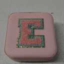 SANDJEST Personalized Jewelry Box, Pink Travel Jewelry Box with Initial E, Small Monogrammed Jewelry Case Organizer for Girls Women Teen Kids, Mini Travel Essentials Gifts for Birthday Christmas