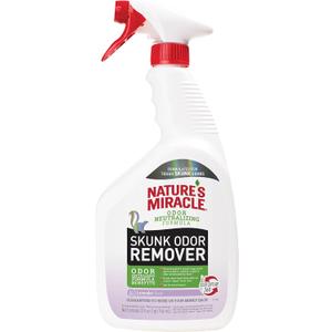 Natures Miracle Skunk Odor Remover with Lavender Scent, 32 Fluid Ounces, Removes Skunk Odors On Fabrics, Clothing, Carpets And Other Surfaces