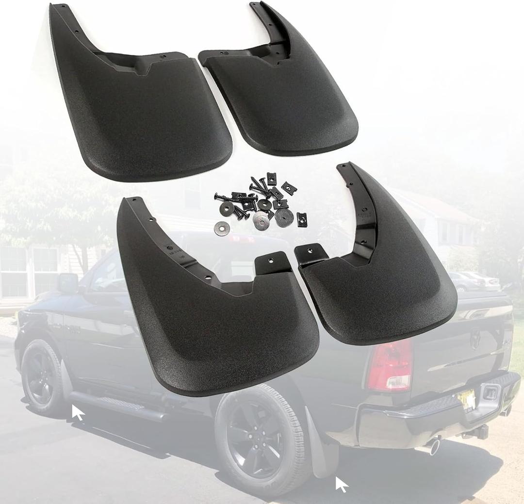 Mud Flaps for 2009-2024 Ram 1500 / (19-24) Ram 1500 Classic, 2010-2018 Ram 2500 3500 All Weather Mudflaps Splash Guards for Trucks/Only Fit No OEM Fender Flares' Model