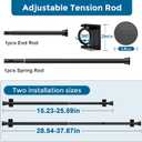 1PCS Black Tension Curtain Rod 18-36 Inch Adjustable Curtain Rod No Drilling Small Tension Spring Tension Curtain Rods, for Windows, Door And Closet. (With One Set Rod Holders)
