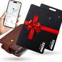 Pack 2 Apple Apple MFi Certified Wallet Tracker Card, Ultra-Slim 0.07in Rechargeable Item Finder, Works with Apple Find My (iOS Only), IP68 Waterproof Bluetooth Tracker Valentines Day Gift for Her