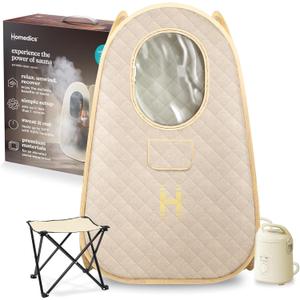 Homedics Portable Sauna – Collapsible Personal Steam Sauna for Stress Relief & Muscle Relaxation, Fast 1-Min Setup, Heats to 115°F, Up to 60 Min Session, Compact Foldable Design