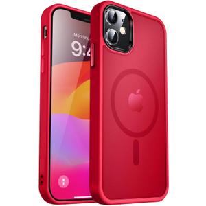 MOCCA Strong Magnetic for iPhone 12 Case/iPhone 12 Pro Case, Compatible with Magsafe Mil-Grade Drop Protection Slim Shockproof Translucent Protective Phone Case for iPhone 12/12 Pro,Red