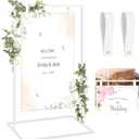 Wedding Sign Stand 50 x 30 x 20 Welcome Easel to Our Wedding Sign Stand Display Metal Signage with 2 Pcs Leather Straps for Hanging Easel Welcome for Ceremony Party(White)