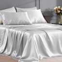 FreshCulture Satin Sheets Twin Size Bed Set - 3 Piece Luxury Soft Silky Twin Bed Sheets, Similar to Silk Sheet Set with 1 Deep Pocket Fitted Sheet, 1 Flat Sheet & 1 Pillowcase (Silver Grey)