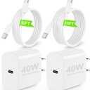 40W iPhone17/16 Pro Max Charger Fast Charging, 2Pack USB C Fast Charger Block for iPhone 17/16 Pro Max/15 Series/iPad Pro and More, PD 3.0 Wall Charger with 6FT+10FT USB C to C Cable