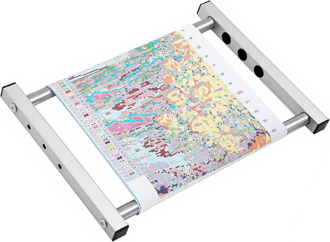 Leinuosen Metal Cross Stitch Frame Sturdy Aluminum 11/9/7.3/5.5 Inch Wide Adjustable Needlepoint Cross Stitch Holder for Embroidery Sewing Quilting Projects, 18 x 12.6 Inch