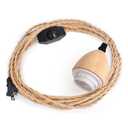 Arturesthome 16.4FT- Pendant Light Cord Hanging Light Kit with Dimmable Switch Vintage Lamp Cord with Twisted Nylon Lights Socket E26 E27 for Farmhouse Lamp Cable DIY