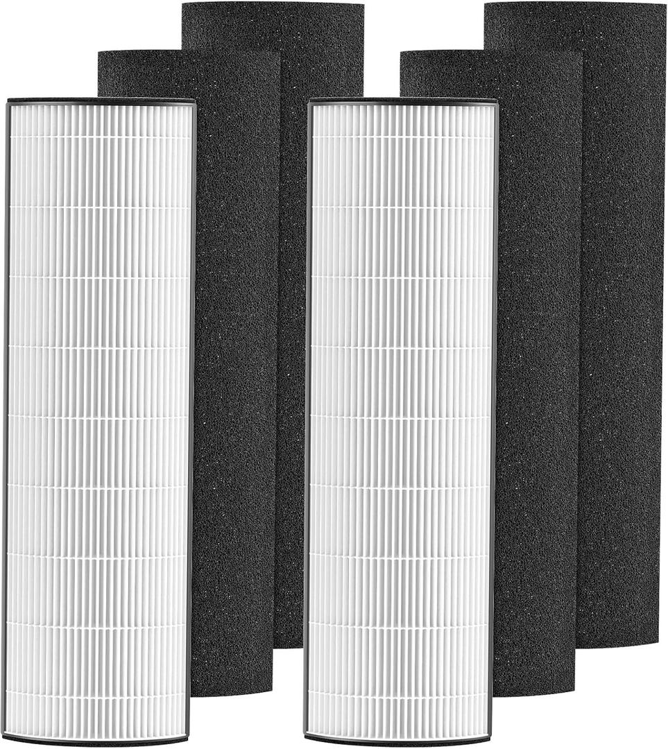 2-in-1 HEPA Replacement Filter Compatible with Pure Enrichment PureZone Elite 4-in-1 Air Purifier (PEAIRTWR), Carbon Activated Pre-filter + HEPA Air Filter, 2 Pack
