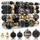 100ct Christmas Ball Ornaments Set, Black and Gold Shatterproof Hand-Painted Hanging Baubles Decoration Bulk for Xmas Tree, Wreath, Garland, Home Holiday Decor