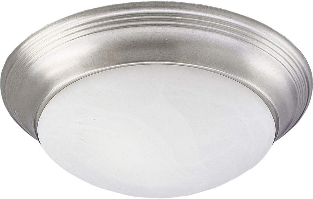 Progress Lighting 2-Light Alabaster Glass 14" Close-to-Ceiling, Indoor, P3689-09, Brushed Nickel