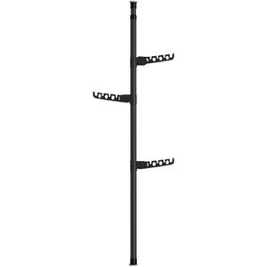 Fdit Telescopic Garment Hanger, Non Slip Rubber End Covers, Installation, 3 Extension Racks, for Bedroom, Office, Bathroom (Black with 3 Black Extension Rack)