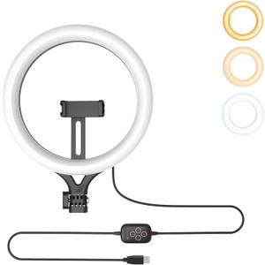 10" Ring Light Replacement Parts - Dimmable with 2 Universal Ball Heads, USB Port, 10W/5V/2A