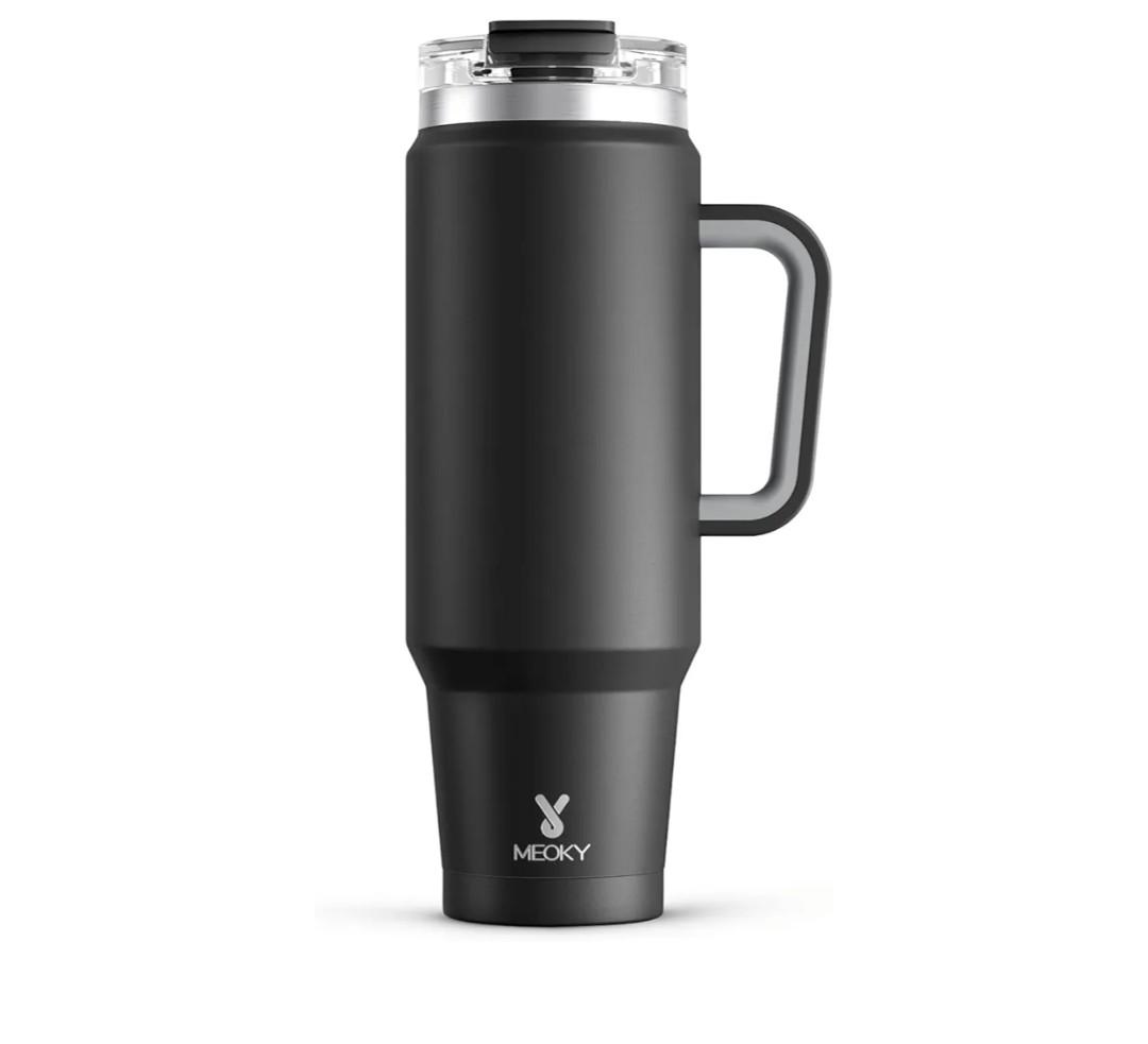40 oz Tumbler with Handle and Straw, Insulated Tumbler with Lid, Stainless Steel Travel Mug, Keeps Cold for 34 Hours, 100% Leak Proof, Fits in Car Cup Holder (Night)