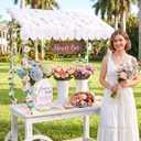 7 Pcs Flower Bar Stand Kit Flower Display Bloom Bar with 1 Set Plastic Stand 1 Floral Sunshade Cloth 4 Rose Tinsel 1 Wood Sign for Wedding Shop Floral Party Supplies Garden