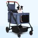 Dog Stroller for Large & Medium Dogs (20132 lbs), Pet Stroller for 2 Small Dogs, Cat Strollers for 2 Cats, Extra Large Heavy Duty, Foldable & Fully Ventilated Design, Blue
