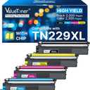 TN229XL Toner Cartridges Replacement for Brother TN229 XL TN-229XL TN-229 XL for Brother MFC-L3780CDW MFC-L3765CDW MFC-L3720CDW HL-L3280CDW HL-L3220CDW HL-L3300CDW (Black, Cyan, Magenta, Yellow)