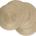 DII Woven Placemats Collection Metallic Round Placemat Set, 15", Champagne, 4 Piece