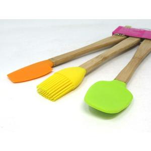 1765 - Kitchen 3 Piece Mini Utensil Set Silicone 8.25" Handles Multi Color  WQ14