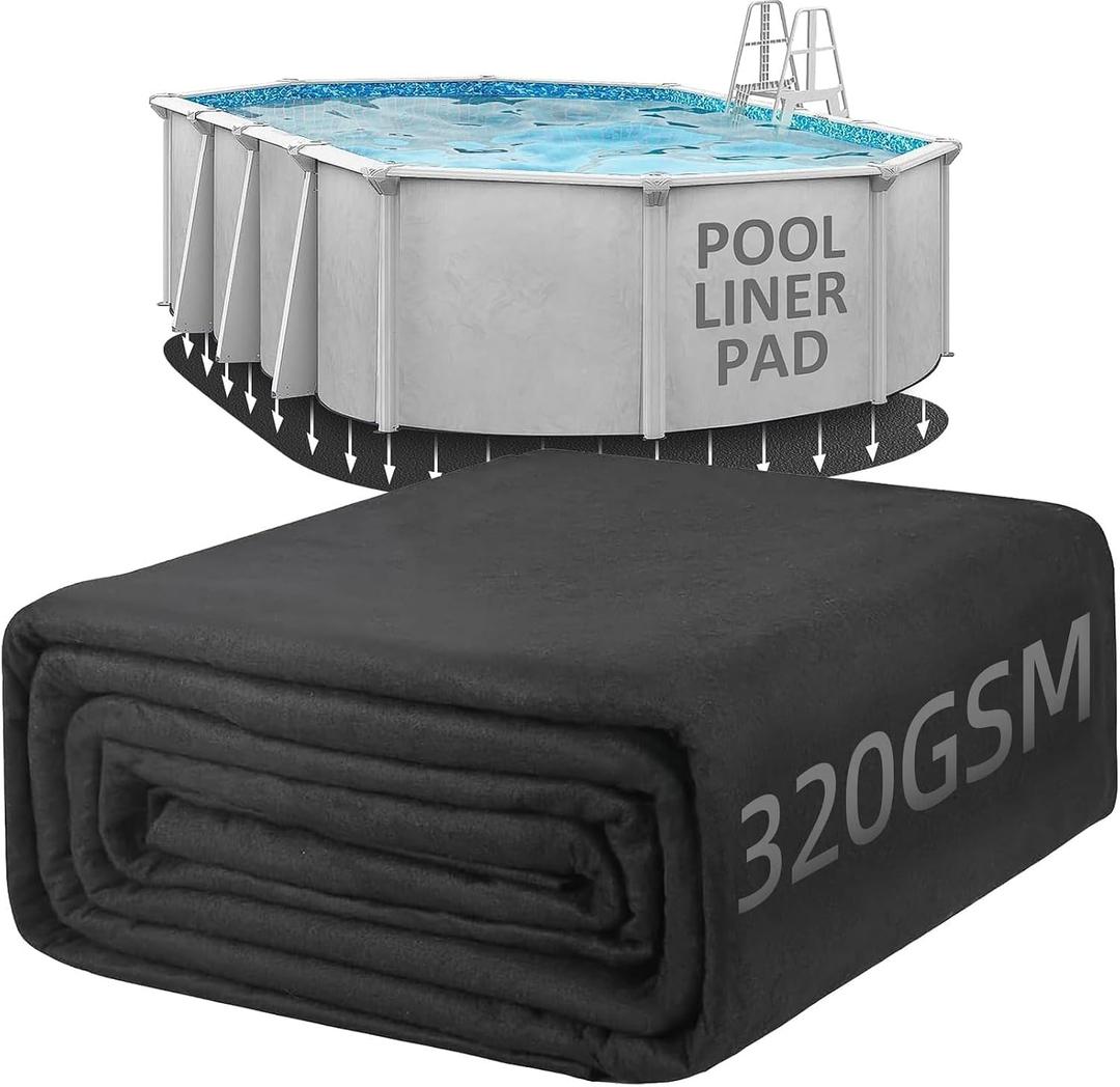 POOLHACKER 10x15 FT Oval Pool Liner Pad for Above Ground Pools, 9.4 oz/yd²